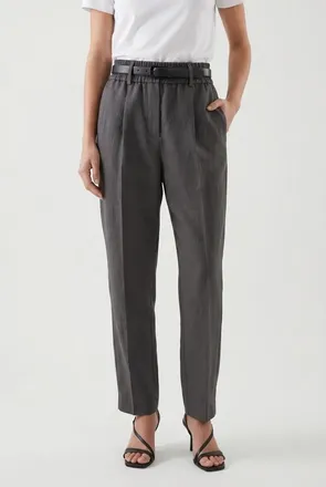 Brunello Cucinelli Dark Grey Linen Blend Trousers, Brand Size 46 (US Size 12)