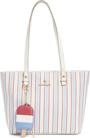 Nanette Lepore Faux Leather Tote with Removable Pouch in Liberty Stripe /Chalk at Nordstrom Rack