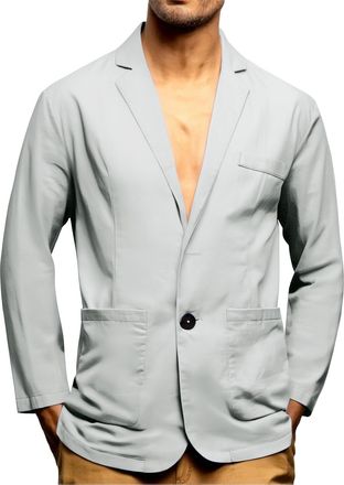 Generic MenS Casual Linen Look Blazers Mens Lightweight Sports Jackets Casual Summer Business Suit Coats Summer Regular Fit 1 Button Elegance Sophisticated St