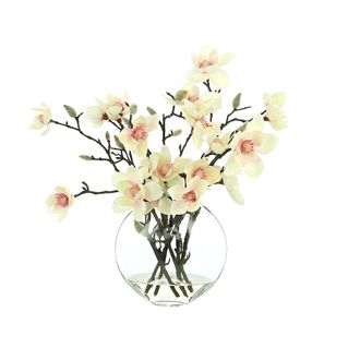 Creative Displays Inc. Butterfly Magnolia Floral Arrangement in a Clear Glass Vase