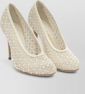 Ferragamo heeled pumps textured pattern embellished design