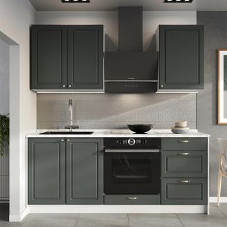 Vicco Cocina Para Solteros Fame-line, Verde Dorado Casa De Campo/blanco, 190 Cm, Et Antracita, Vicco