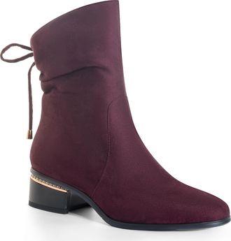 Ann Creek Womens Ankle Boots Low Heels Chunky Mid Calf Boots for Women Booties Zipper Fashion, Burgundy, 4.5 UK