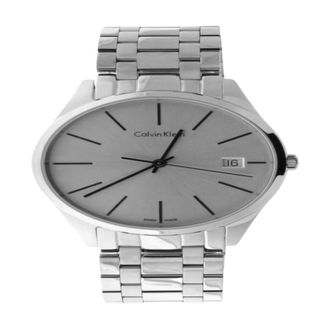 Calvin Klein Elegante Quartz Horloge met Zilveren Wijzerplaat - Dames - Horloges - Grijs - ONE Size - Accessoires