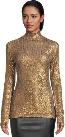 Norma Kamali Slim Fit Long Sleeve Turtle Top Womens Clothing Bronze : SM (Womens 4), Spandex/Polyester/Jersey