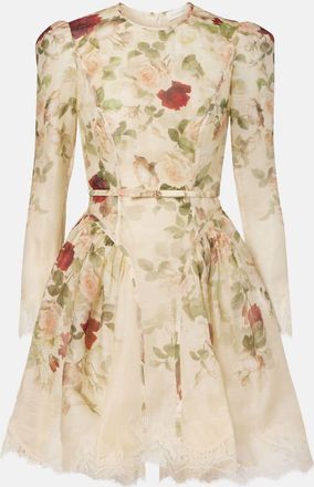 Zimmermann Abito corto Hypnotic in lino e seta con stampa floreale