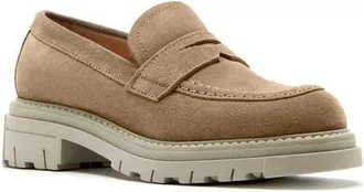 La Canadienne Domino City Dry Waterproof Penny Loafer in Toast Suede at Nordstrom, Size 6.5