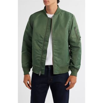 Schott NYC MA-1 Satin Flight Jacket in Sage at Nordstrom, Size X-Large