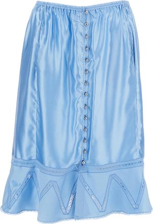 Paco Rabanne Light Blue Flared Lace Silk-Blend Midi Skirt