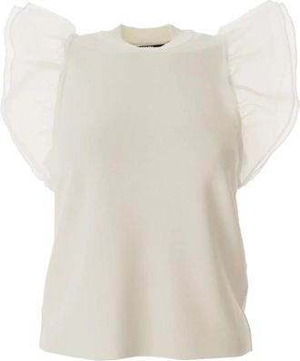 Karl Lagerfeld Top met pofmouwen - Dames - T-shirts - Wit - L - Tops