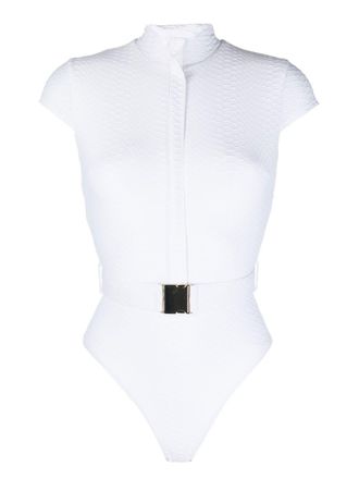 Noire Swimwear Costume intero con cintura - Bianco