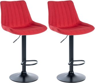 Clp Set De 2 Taburetes De Bar Toni En Tela Rojo Metal Negro Mate