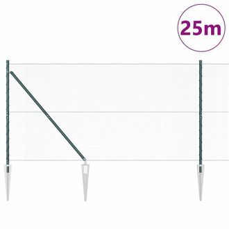 Berkfield Home Green Fencing Set Set of 2 Green Metal, Plastic 25 x 1.2 m Durable