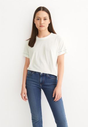 Vero Moda Kurzarmshirt VERO MODA VMSAVANNAH FRANCIS SS TOP BOX JRS SPE GA, Damen, Gr. M, weiss (snow wei&szlig; detail:lace on sleeves), Jersey, Obermaterial: 100% Ba
