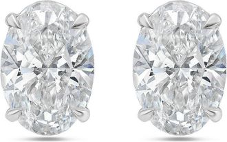 Diana M. Jewels 14kt white gold lab grown oval diamond stud earrings weighing 0.50cts tw set in a four prong setting