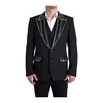 Dolce & Gabbana Luxury Wool Two-Piece Suit - male - Dolce & Gabbana - Blazers - Black - 2XL - Suits