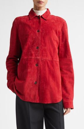 Toteme Soft Suede Overshirt in Poppy at Nordstrom, Size 4 Us