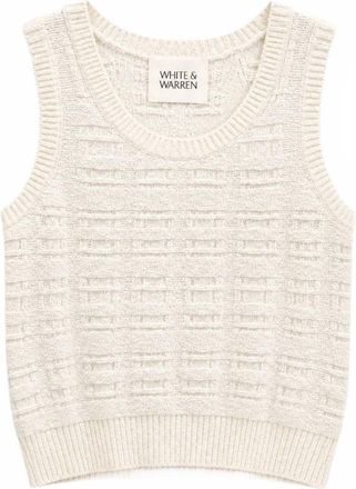 White + Warren Womens Textured Boucle Tank Top In Ivory Tonal