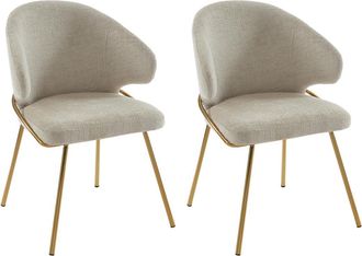Pascal Morabito Lote de 2 sillas de tela y metal dorado - Beige - LUXIVA