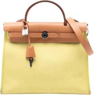 Herm&egrave;s Pre-owned Handbags, female, Yellow, Size: ONE SIZE Pre-owned Canvas Shoulder Bag