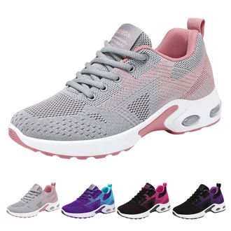Generic Womens Air Cushion Road Running Shoes Wide Toe Box Fashion Gym Jogging Walking Sneakers Women Breathable Mesh Sports Lace up Arch Support Shoes Comfor