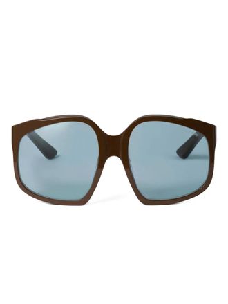 Miu Miu Eyewear logo-lettering oversize-frame sunglasses - women - Acetate - One Size - Brown