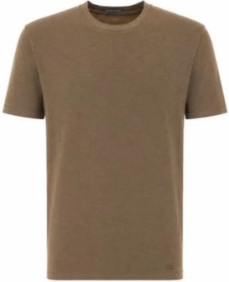 Tom Ford Lyocell Katoen Ronde Hals T-shirt - Heren - T-shirts - Bruin - 2XL - Katoen - Tops