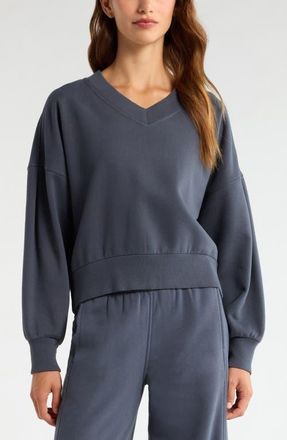 Zella Cloud Fleece Sweatshirt in Navy Armada at Nordstrom, Size X-Small