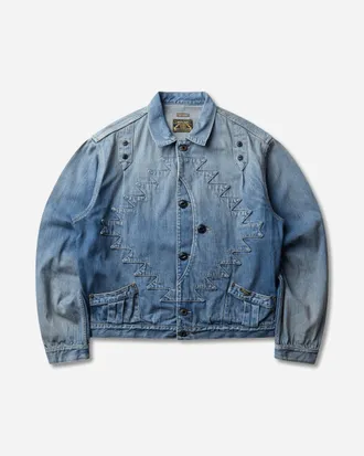KAPITAL Men s 12oz Denim Santo Domingo Thunderbird Jacket (Processed) Washed Indigo