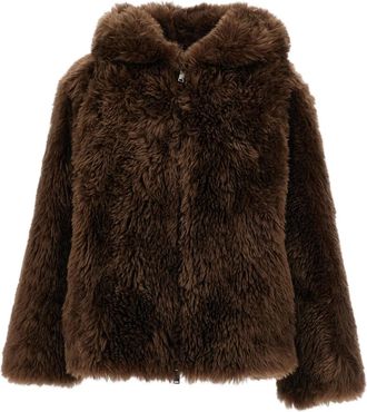 P.A.R.O.S.H. Faux Fur Hooded Cropped Jacket