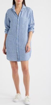 Frank & Eileen Mary Classic Long Sleeve Shirtdress in Blue Navy Textured Stripe at Nordstrom Rack, Size Small