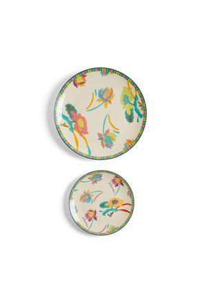Lisa Corti Porcelain Set Plate of 2 Japanese Cream Unica
