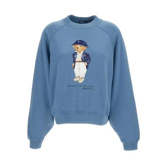 Polo Ralph Lauren Polo Bear Lightweight Fleece Crewneck - Dames - Sweatshirts - Blauw - S - Katoen - Hoodies & sweatvesten