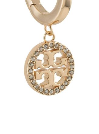 Tory Burch Womens Hoop Earrings Icon Metallic Brass