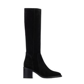 Aquatalia Womens Jasmina Boots, Suede upper, fabric lining, round toe, rubber outsole., Black Suede, 5.5 UK