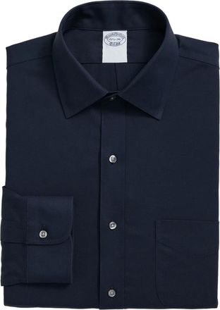 Brooks Brothers Overhemd met zak en krijtstreep - Blauw