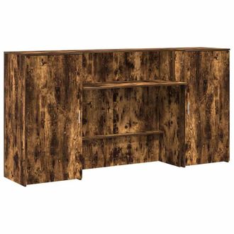 Berkfield Home Reception Desk Smoked Oak 200x50x103.5 cm Engineered Wood in Brown