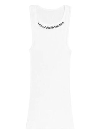 Chrome Hearts logo ribbed tank - White