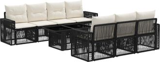 vidaXL Conjunto De Sof&aacute;s De Jard&iacute;n 8 Uds. Negro Y Blanco Crema Vidaxl