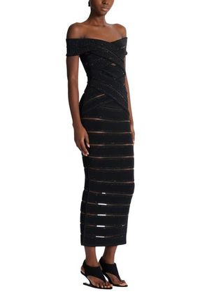 Balmain Mesh knit bodycon dress in Black at Nordstrom, Size 38 Eu