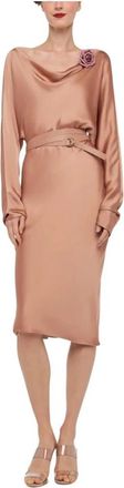 Norma Kamali Bruine Satijnen Jurk met Lange Mouwen - Dames - Casual kleedjes - Bruin - M - Satijn - Kleedjes