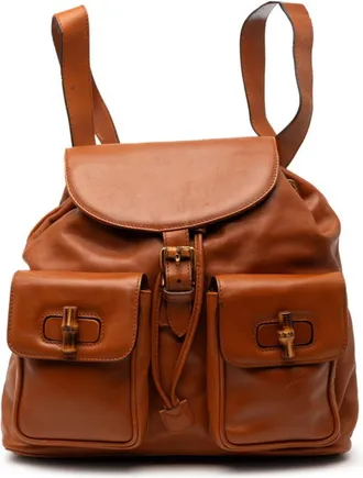 Gucci Brown Leather Backpack (Pre-Owned)
