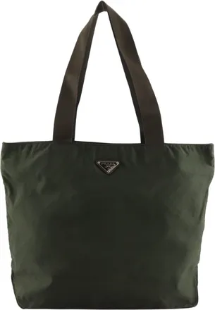 Prada Khaki Nylon Tote Bag (Pre-Owned)