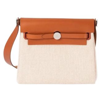 Herm&egrave;s Pre-owned Herbag ZIP 20 Schoudertas - Dames - Pre-owned - Beige - Maat: ONE Size Leer