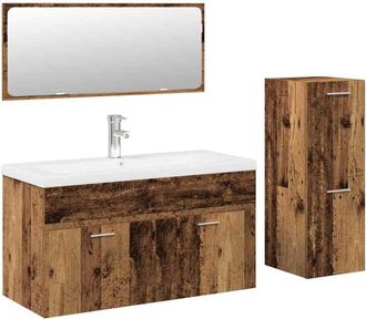 vidaXL Juego De Muebles De Ba&ntilde;o 4 Piezas Madera Ingenier&iacute;a Envejecida Vidaxl