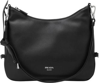 Prada Tassen, Dames, Zwart, ONE Size, Leer, Sacca Schoudertas