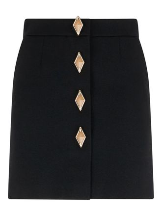 Roberto Cavalli jewel-button mini skirt - women - Virgin Wool/Viscose - 40 - Black