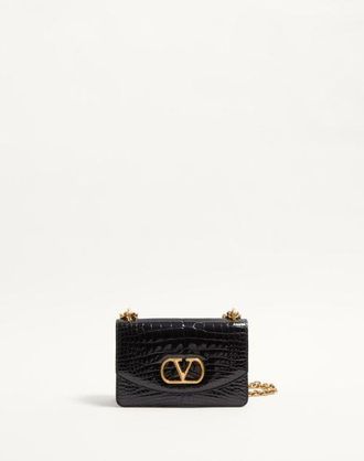 Valentino Garavani Valentino Garavani Vain Small Shoulder Bag In Crocodile Leather Wo