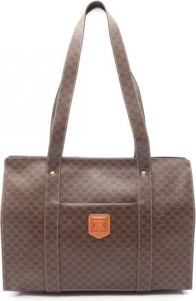 Celine Brown Coated Canvas Handbag Tote Bag (Pre-Owned)