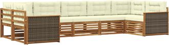 vidaXL Conjunto De Sof&aacute;s De Exterior 7 Uds. Natural Y Crema Vidaxl